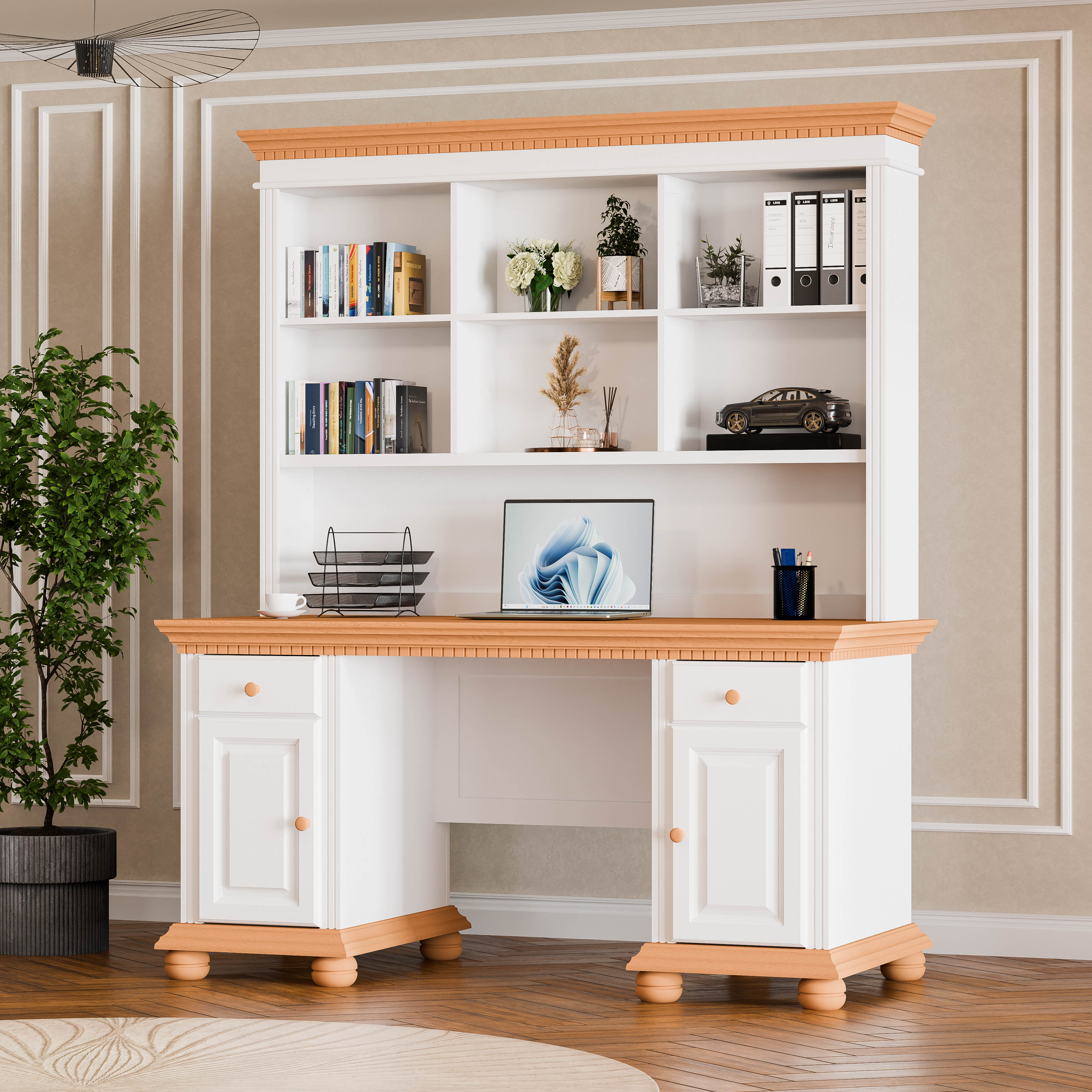 London Double Hutch Desk