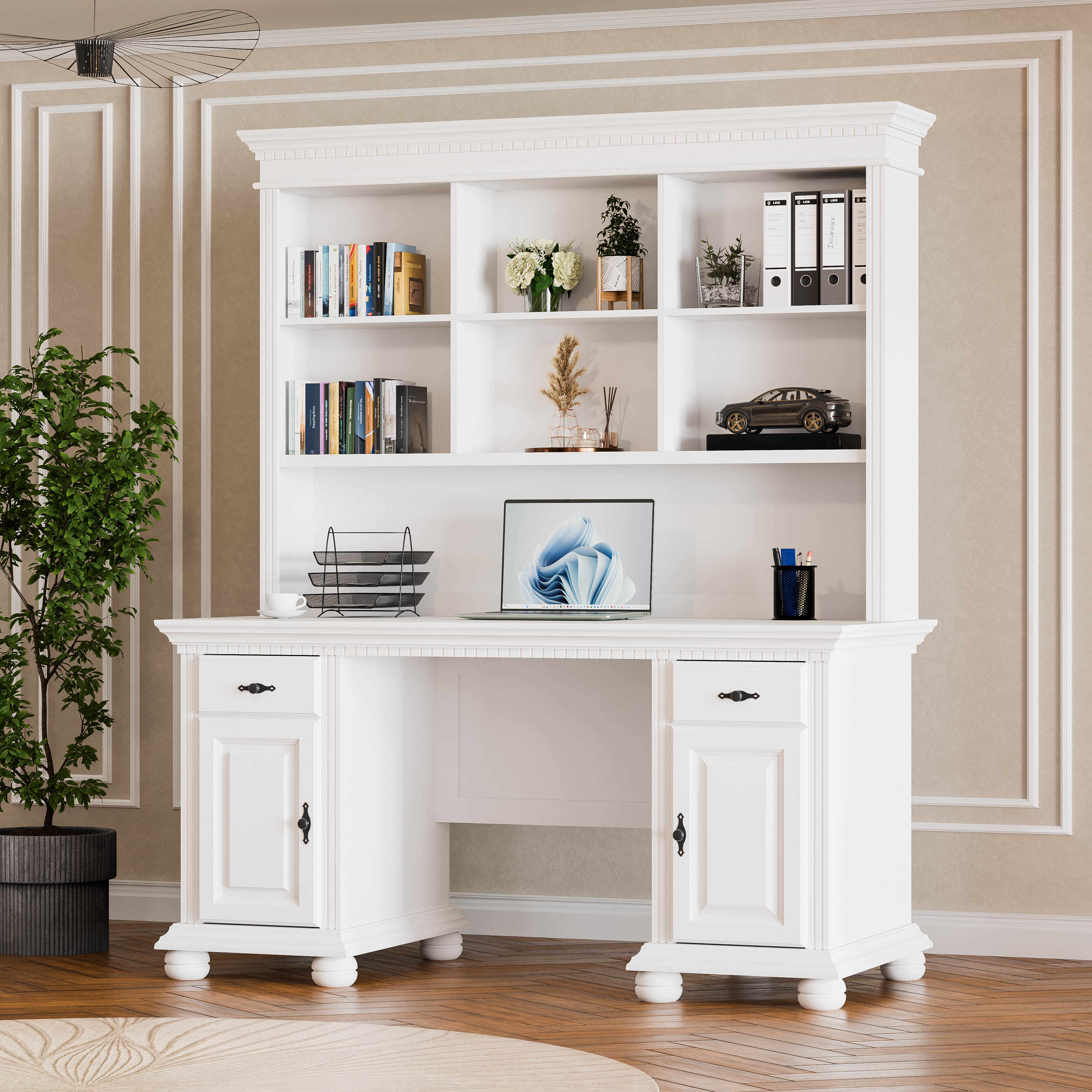 London Double Hutch Desk