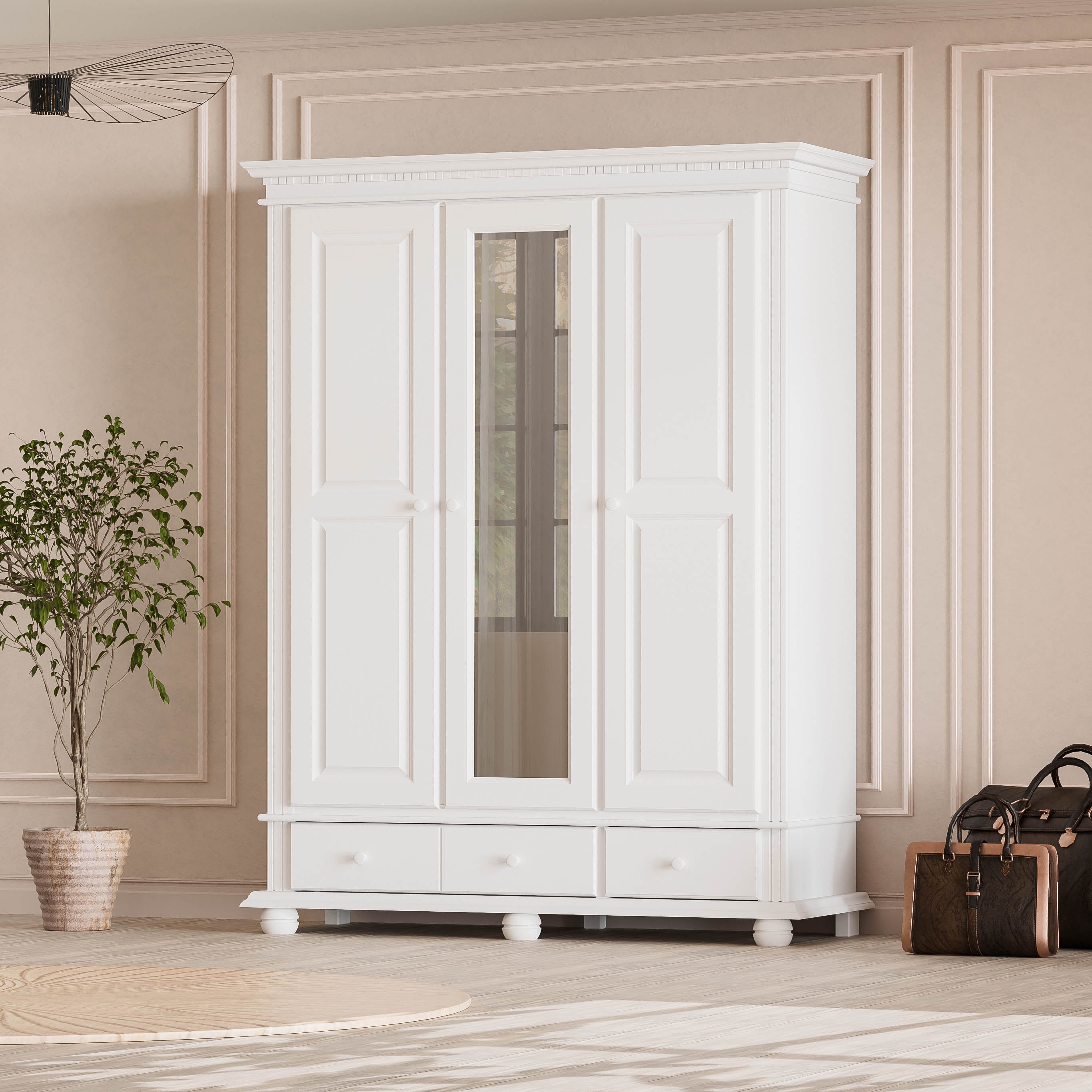 London 3-Door Wardrobe with Drawers