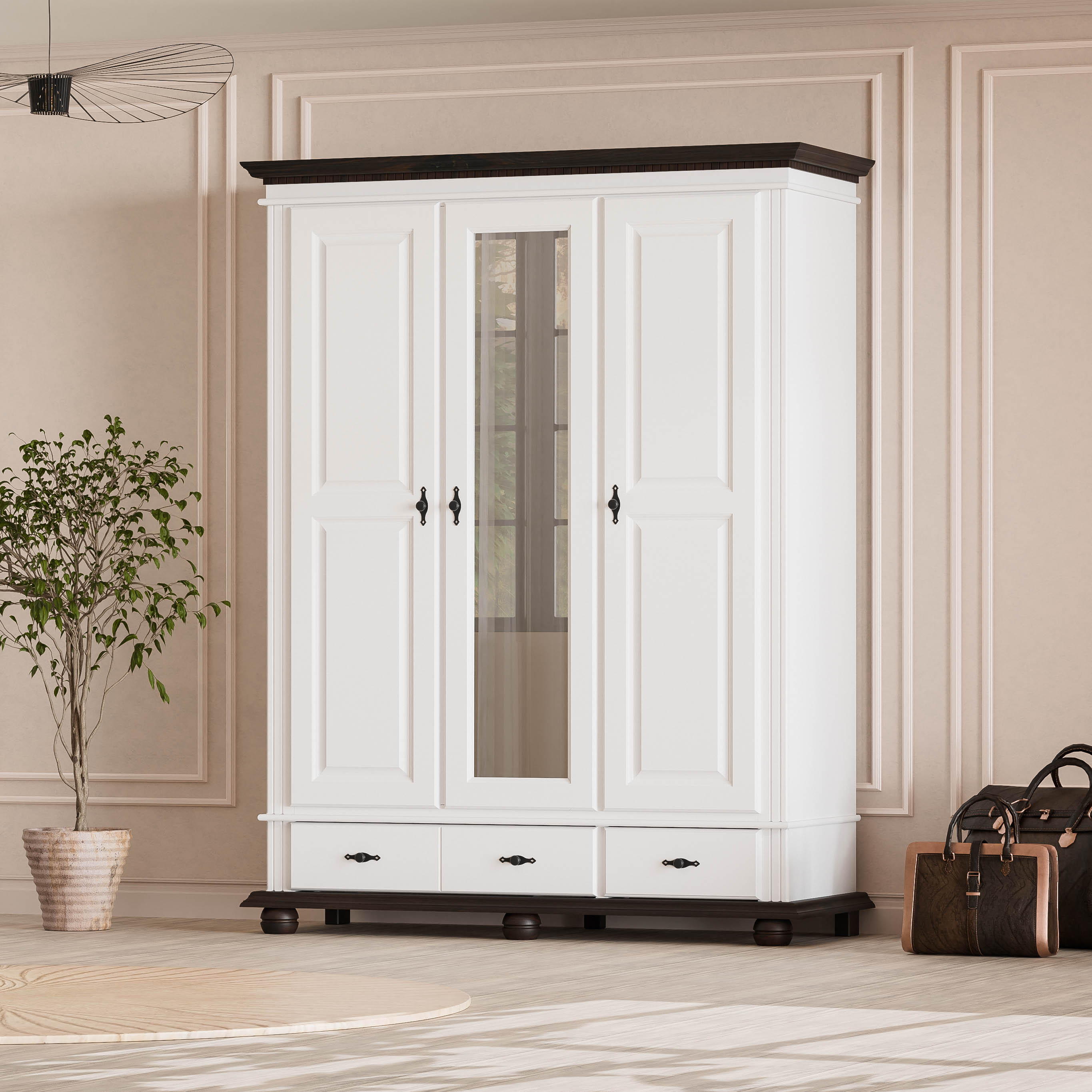 London 3-Door Wardrobe with Drawers