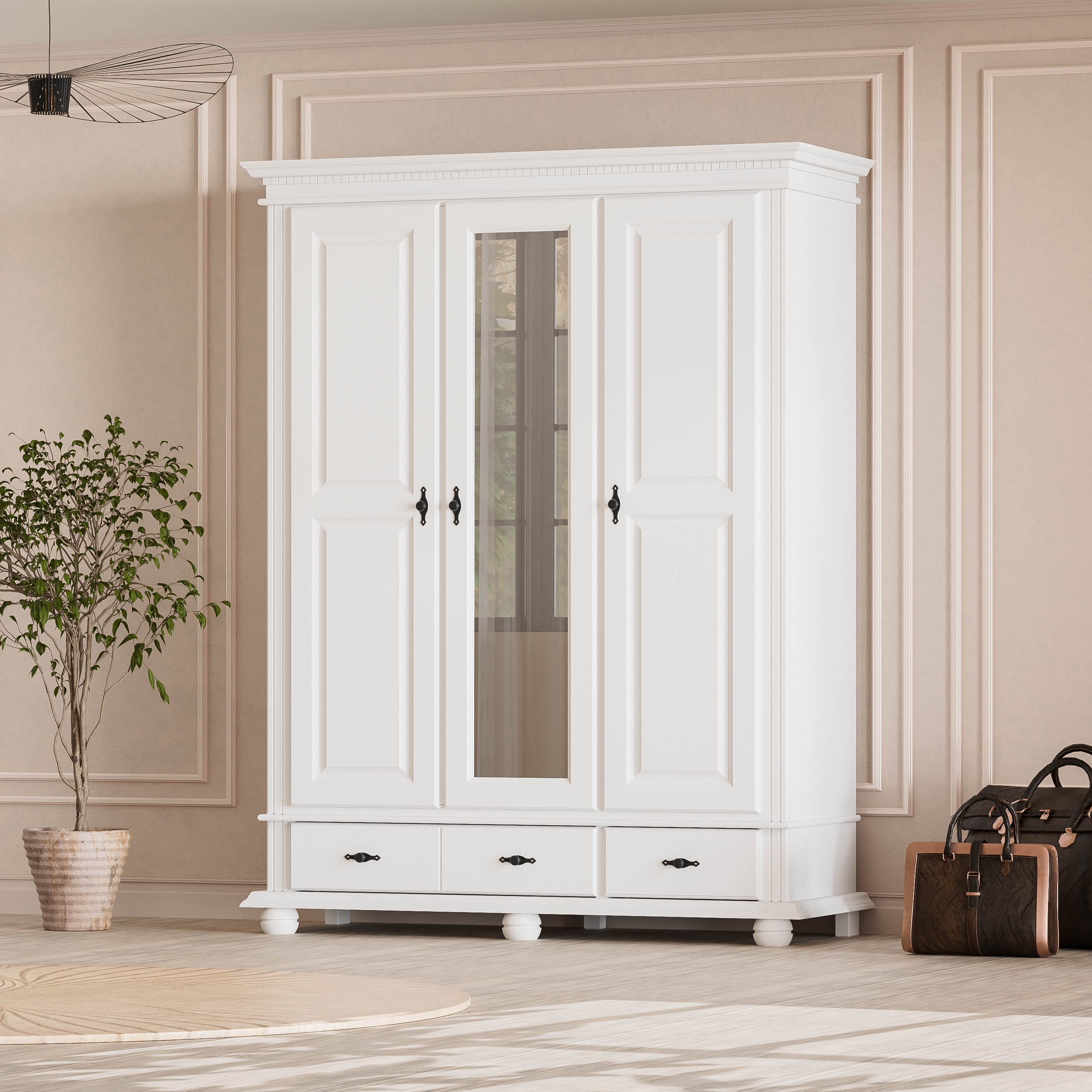 London 3-Door Wardrobe with Drawers