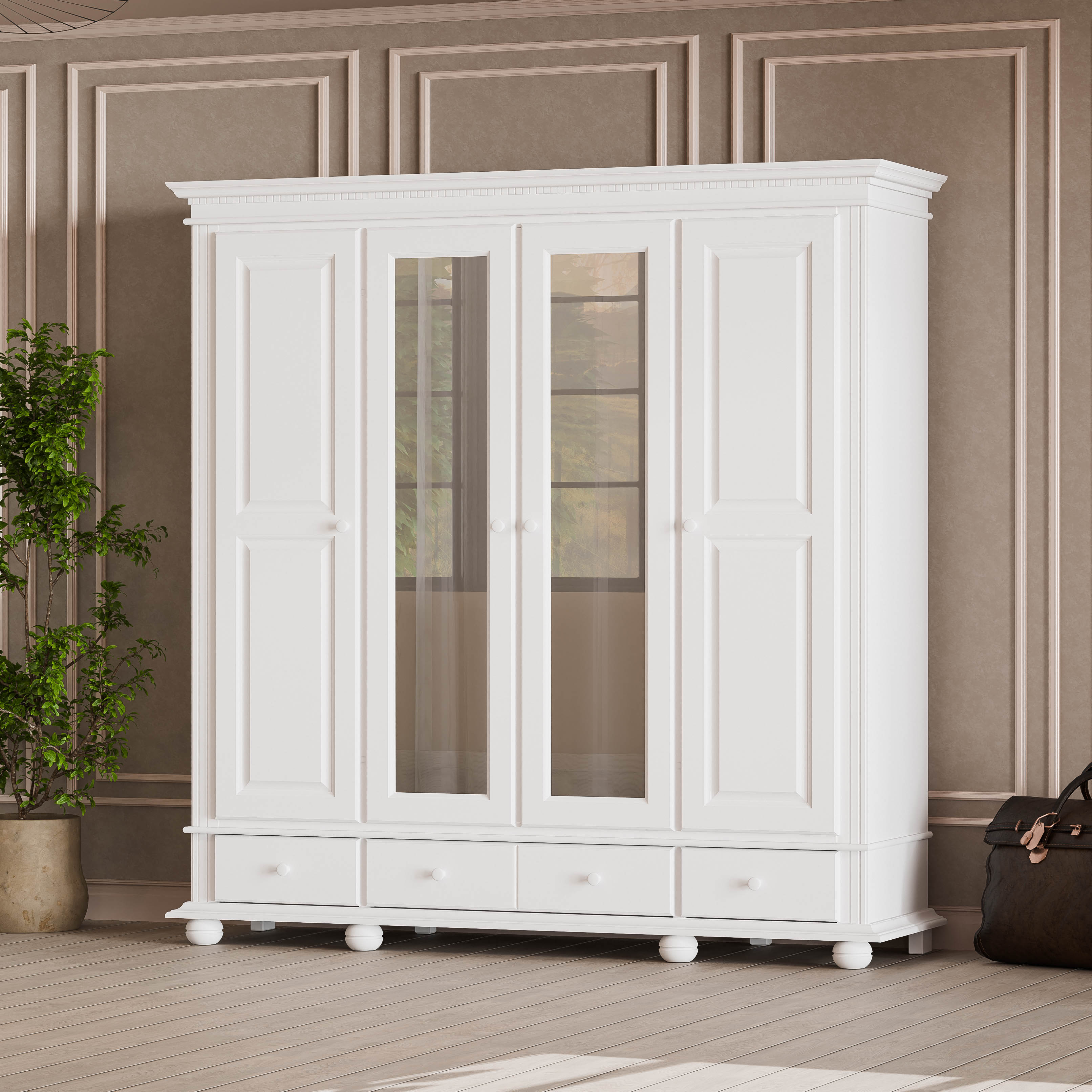 London 4-Door Wardrobe with Drawers
