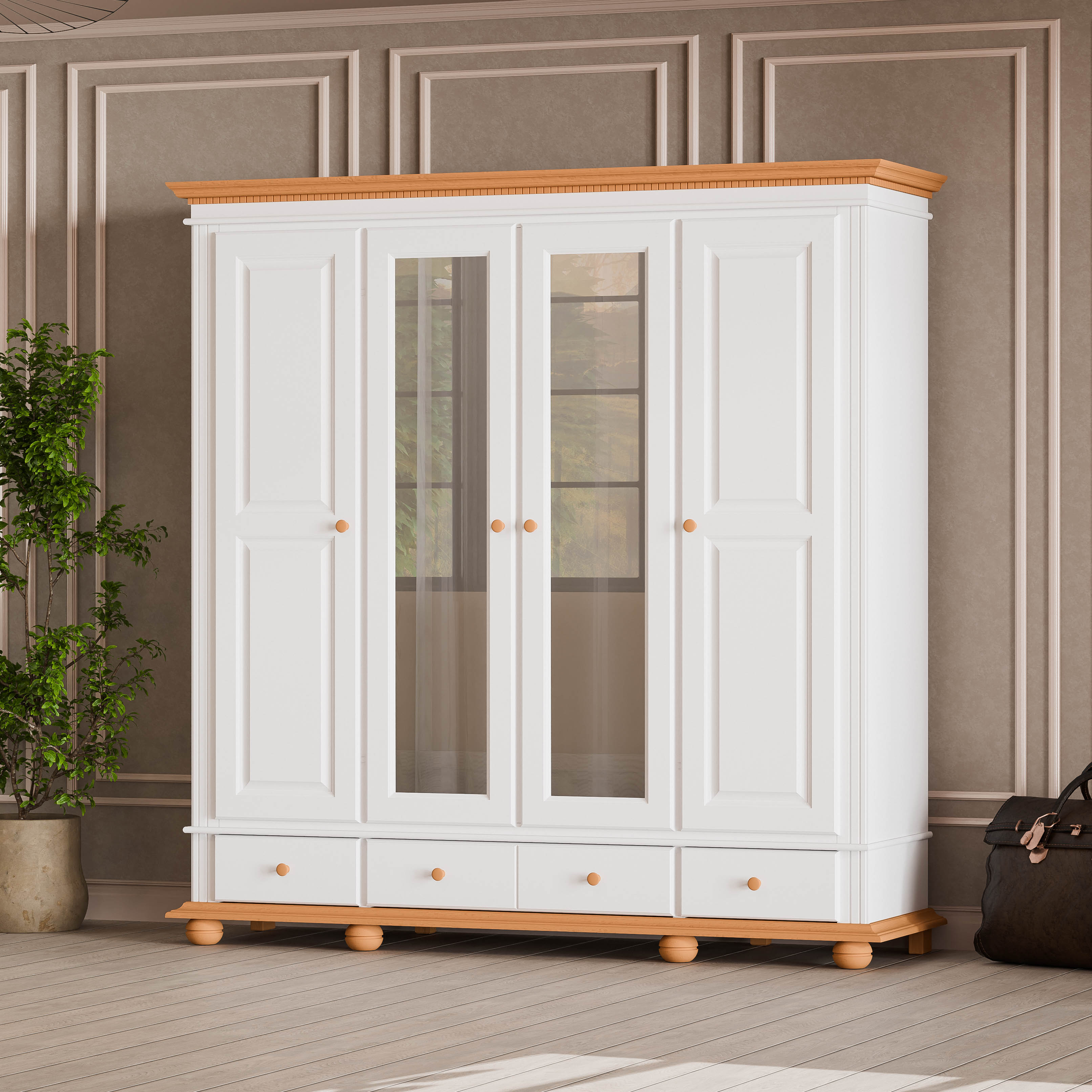 London 4-Door Wardrobe with Drawers