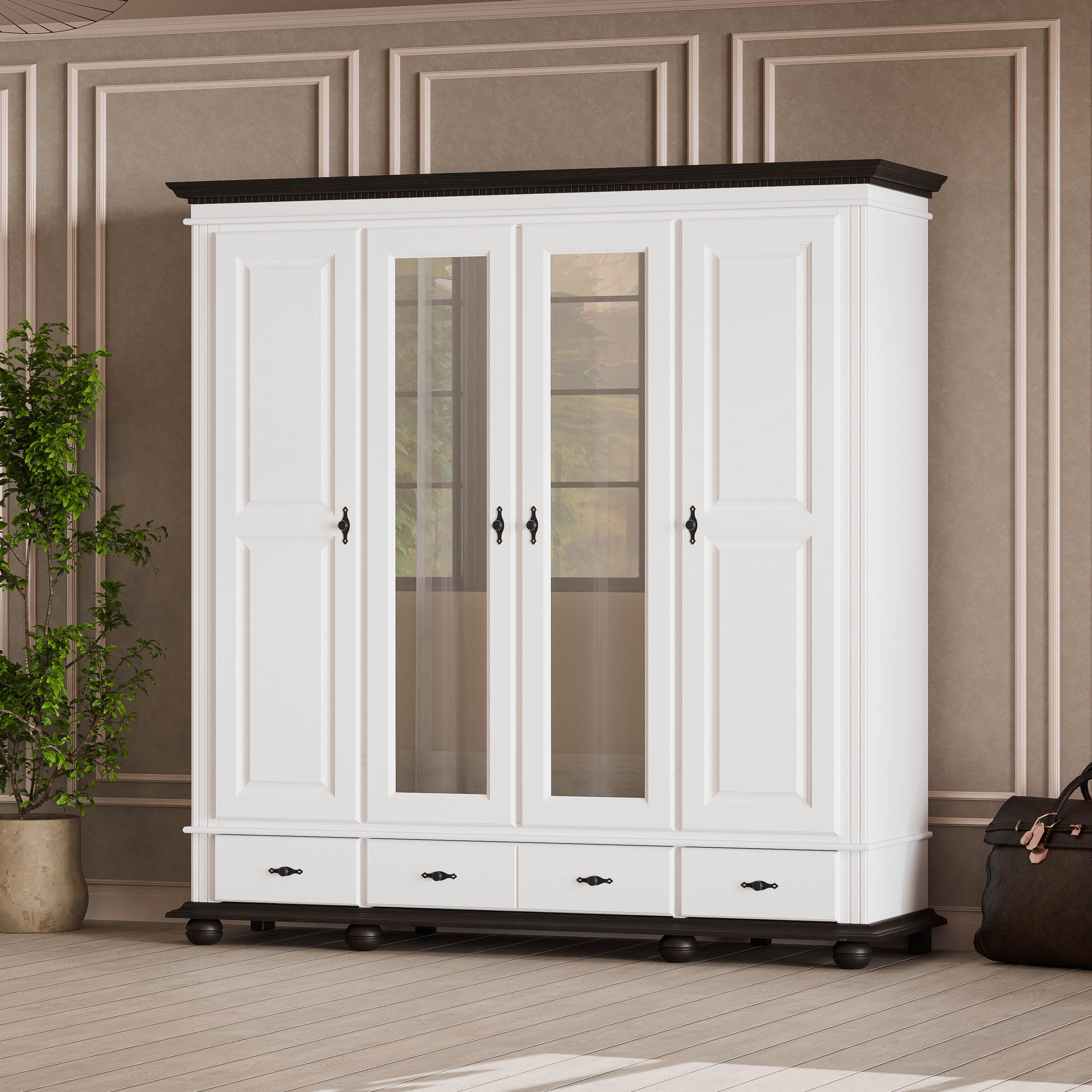 London 4-Door Wardrobe with Drawers