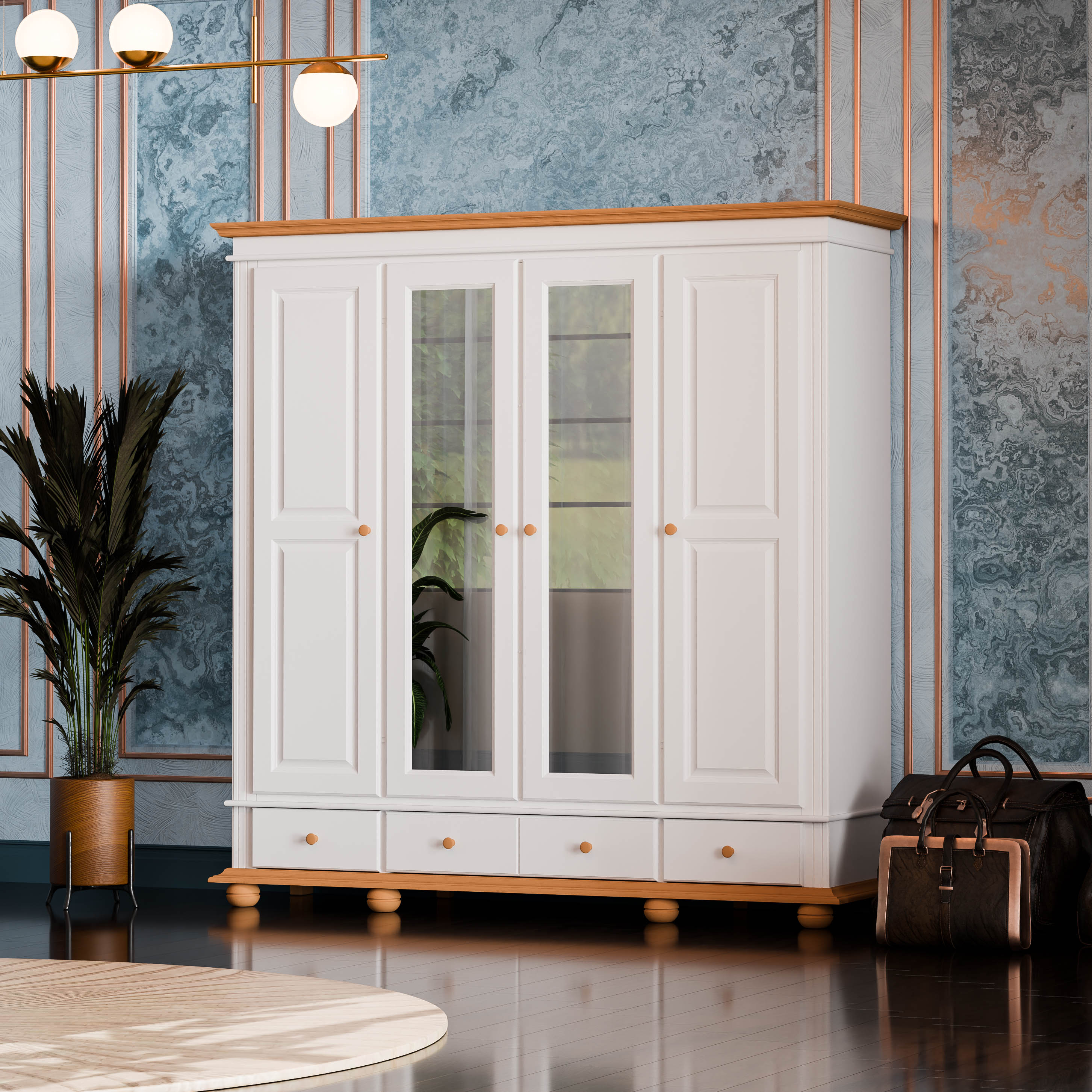 Oxford 4-Door Wardrobe with Drawers