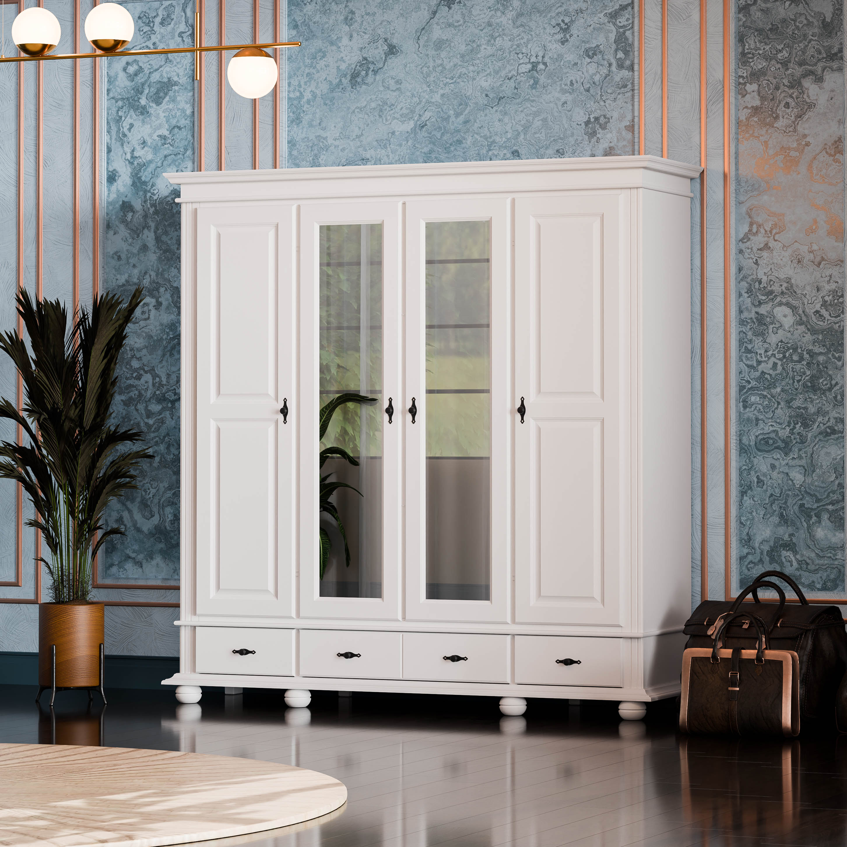 Oxford 4-Door Wardrobe with Drawers