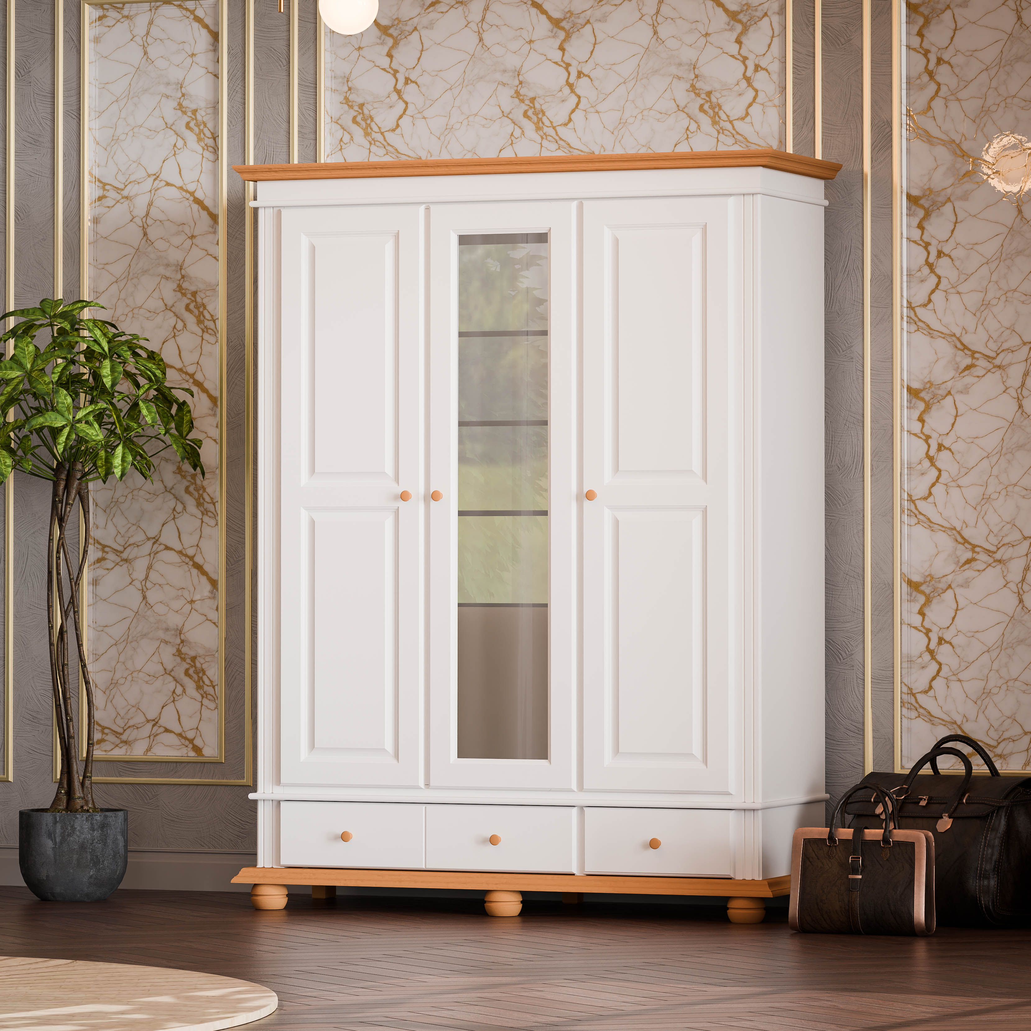 Oxford 3-Door Wardrobe with Drawers