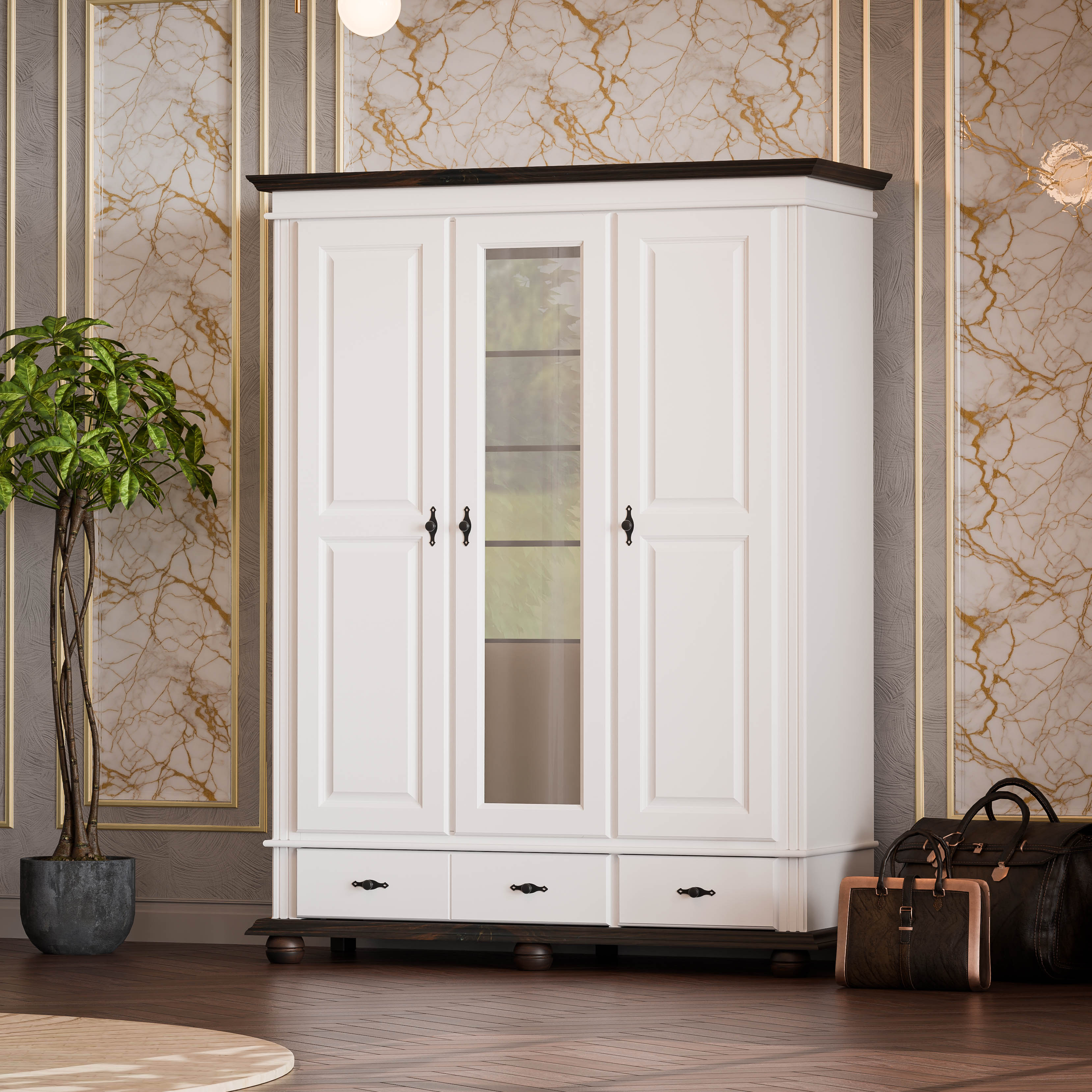 Oxford 3-Door Wardrobe with Drawers