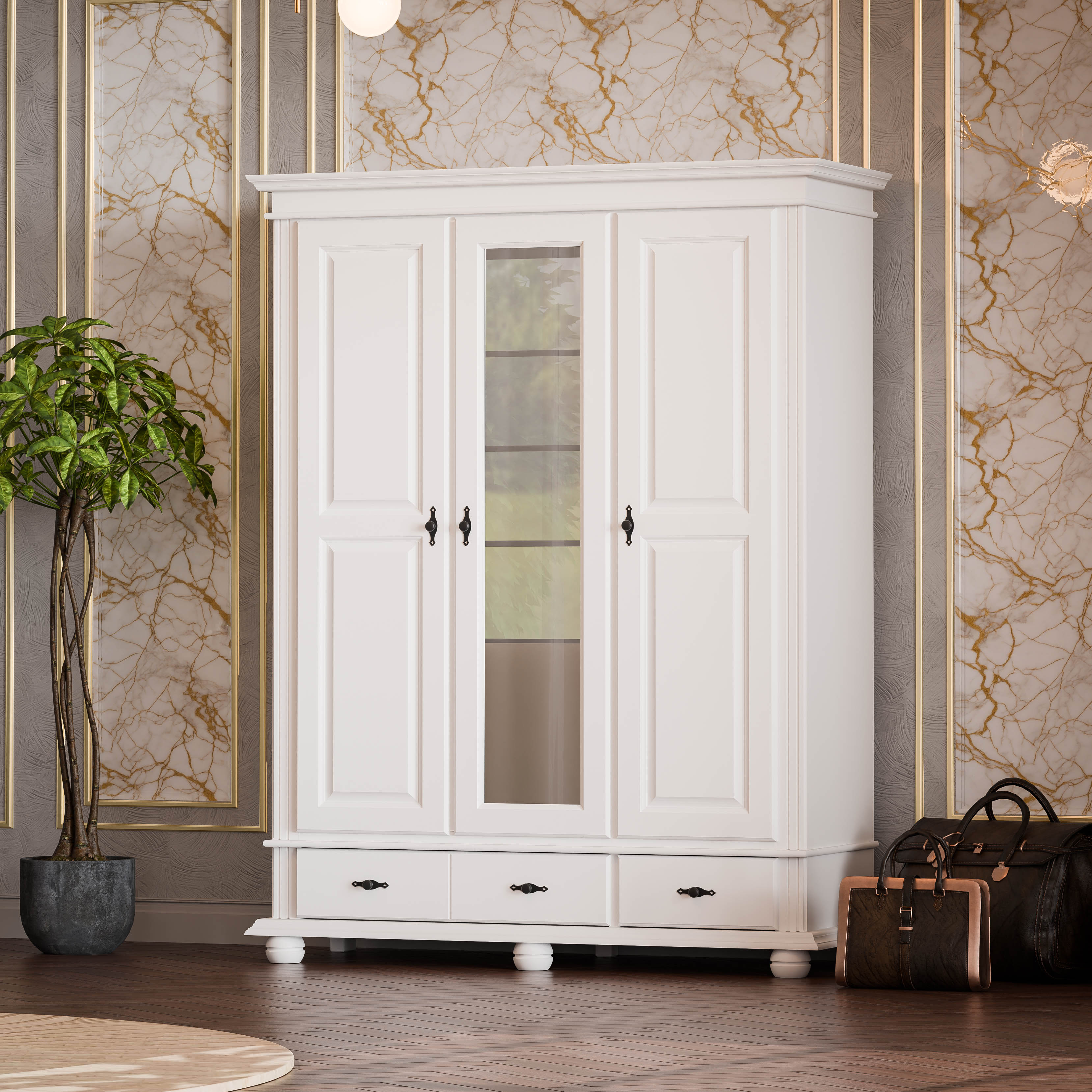 Oxford 3-Door Wardrobe with Drawers