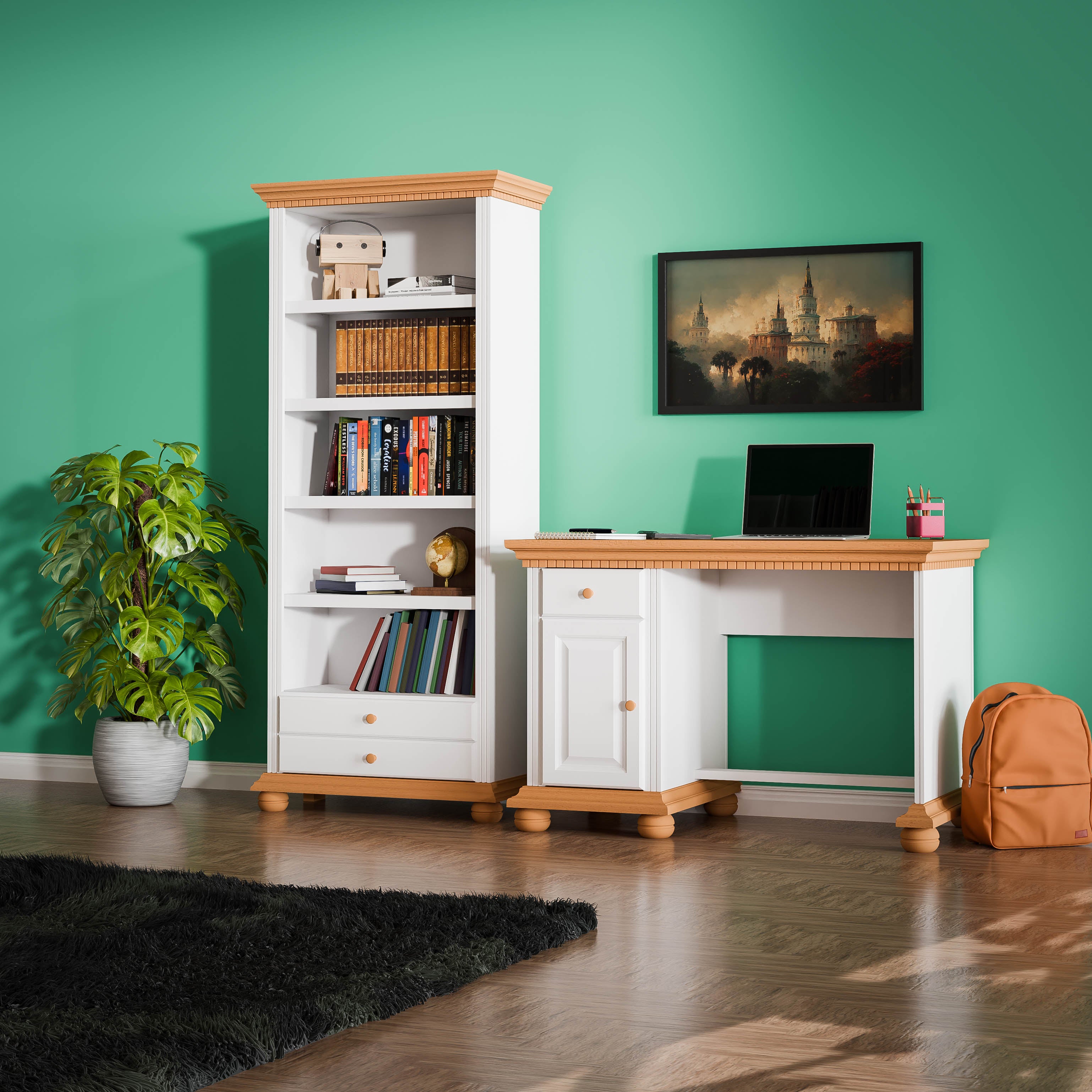 London Single Shelving Unit & Desk