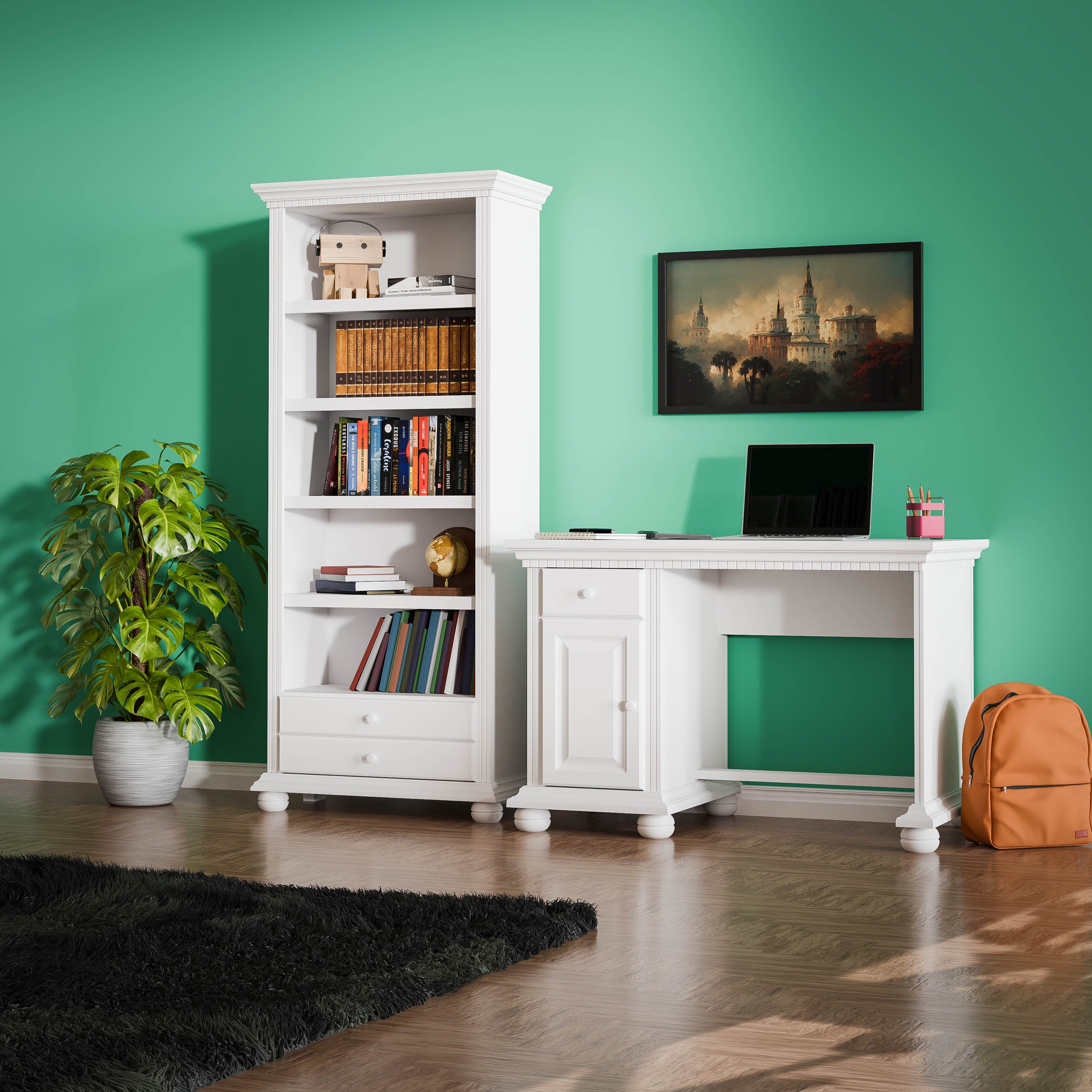 London Single Shelving Unit & Desk